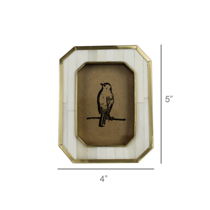 Frame, White Bone with Brass 3x4