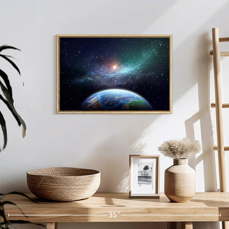 Exoplanète, Cadre flottant en bois naturel, 19 po x 13 po