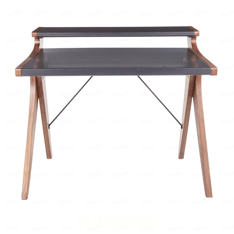 Bureau contemporain en bois de noyer avec plateau en bois gris Archer