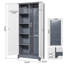 Armoires de rangement en métal, armoire à outils de nettoyage avec porte verrouillable, grand porte-outils à balais et rangement, grande armoire de rangement pour cuisine, garde-manger, bureau, magasin