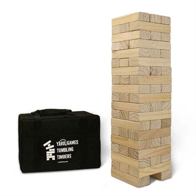 Yard Games Giant Tumbling Timbers Wood Stacking Party Tailgate Backyard Game Indoor Outdoor with Carrying Case