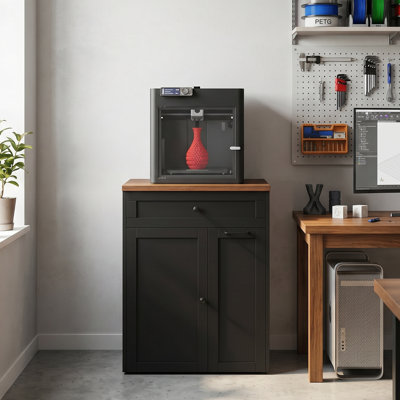 3D Printer Stand with Filament Storage and Built-In Outlets, Heavy-Duty 3D Printer Table with Adjustable Shelf and Drawer, File Cabinet
