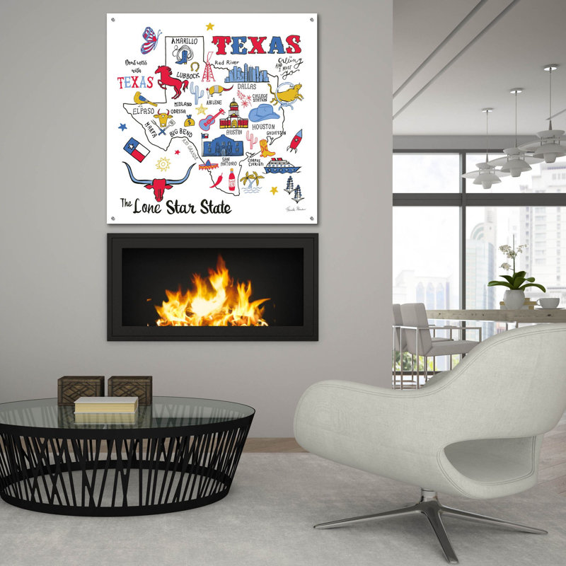  «Texas» par Farida Zaman, art mural en verre acrylique, 36 po x 36 po, H 36 po x l 36 po