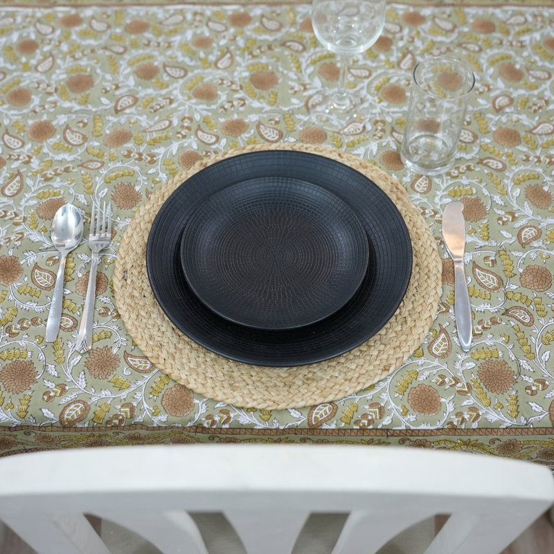 Earth Tones Table Cover – A Touch of Natural Grace for Your Table, Gopi, Brown, 70" W x 108" L