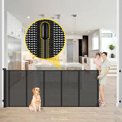 Mesh and Polyvinyl Chloride (PVC) Adjustable Pressure Mounted Pet Gate Free Standing Pet Gate Wall Mounted Pet Gate Pet Gate Accessory With Door