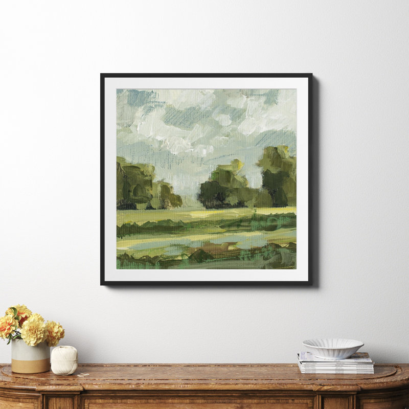 Abstrait paysage paire 12 par Miss Mustard Seed, Oui, Papier avec cadre noir, H 36 po x l 36 po x P 0,75 po