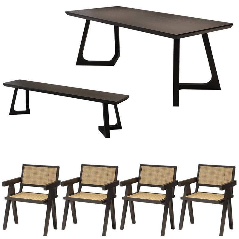 Ensemble de table à manger moderne et simple en bois massif., H 29,5 po x L 62,9 po x l 27,5 po