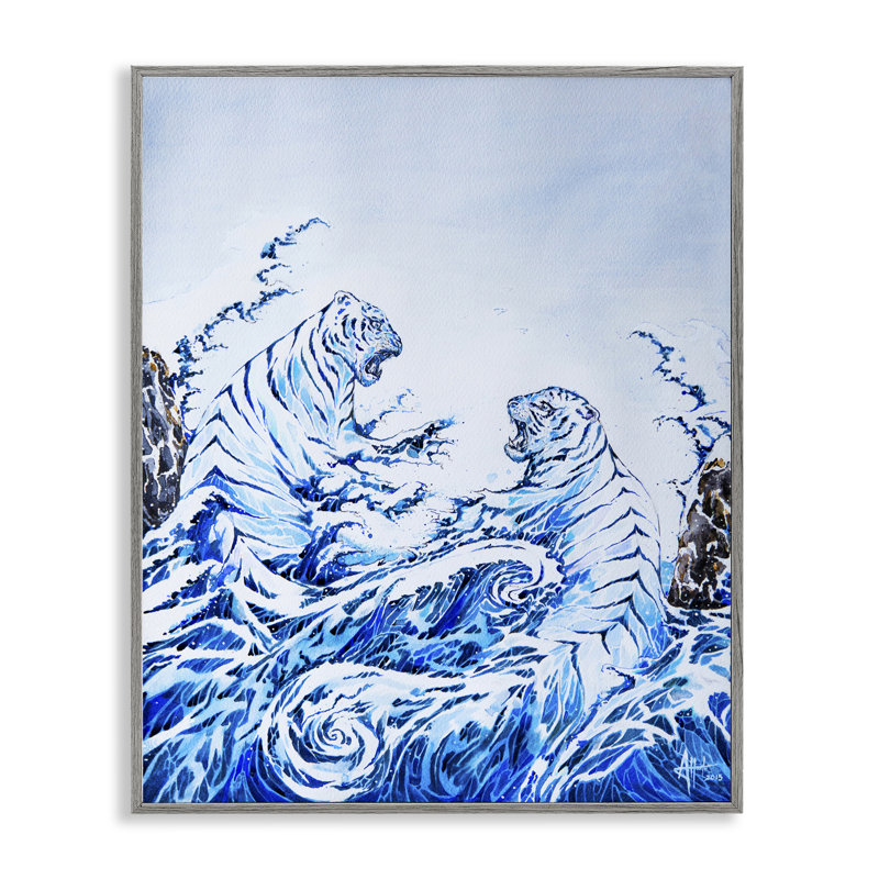 «Crashing Waves Tigers», estampe numérique, conception de Marc Allante, H 30 po x l 24 po, Estampe numérique Farmhouse