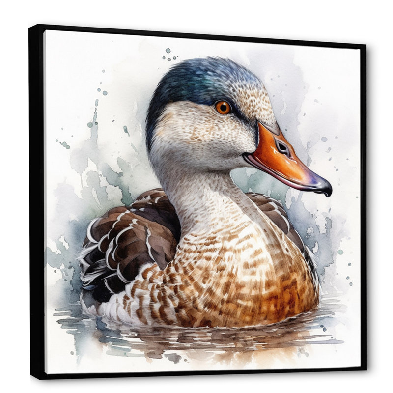 Magnifique, canard mâle I, reproduction d'art sur toile, H 24 po x l 24 po x P 1 po, Cadre flottant noir