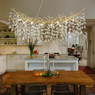 16 - Lustre linéaire en cristal 55 "à branches à intensité variable pour salle à manger