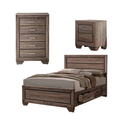 Ensemble de chambre à coucher avec commode 3 pièces Andice