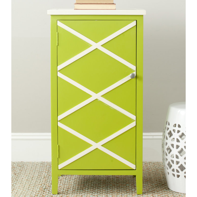 Armoire d'appoint 1 porte Jenny, Vert citron / blanc