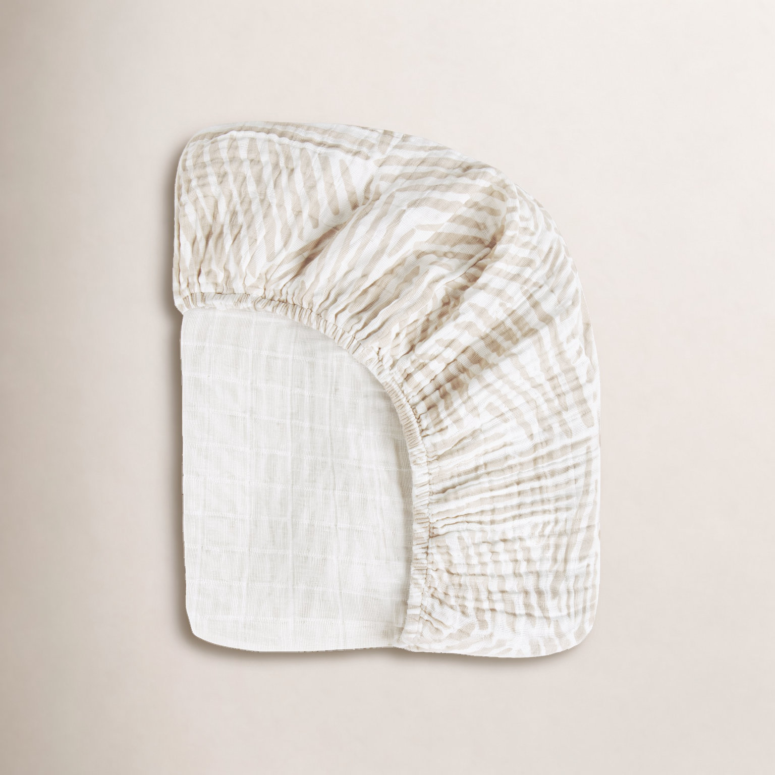 Oat Stripe Muslin Crib Sheet