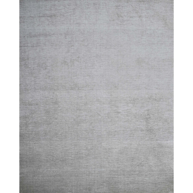 Tapis argent noué à la main de haute qualité, Rectangle 10 pi x 14 pi