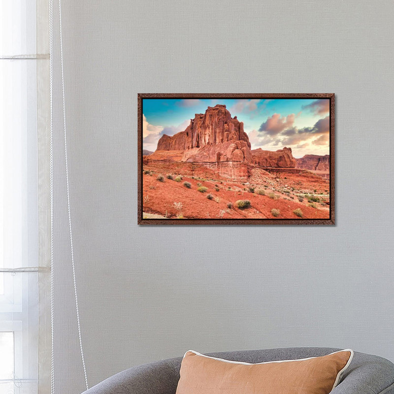 Desert Fortress by Mark Paulda - Print on Canvas, Classic Brown Wood Floater Framed, 45.72cm H x 66.04cm W x 3.81cm D