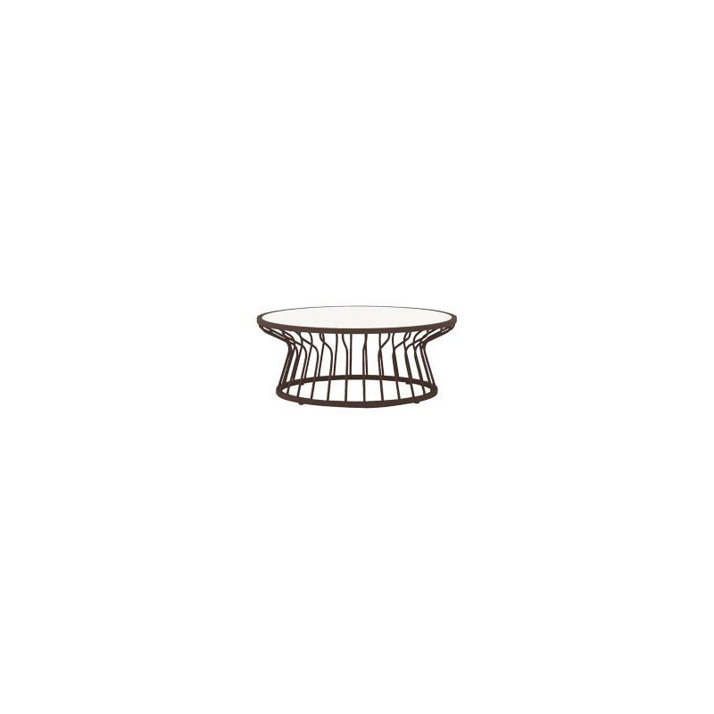 Kali Outdoor Round Coffee Table, Dark Brown