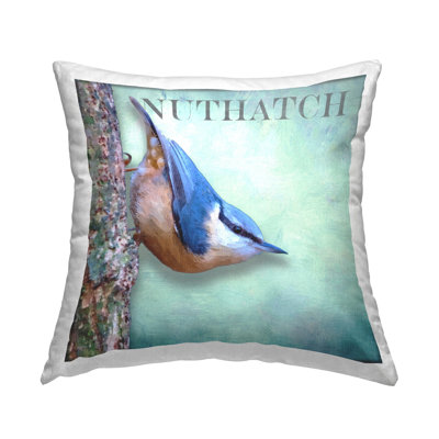 Coussin bleu à motif de nature et forêt