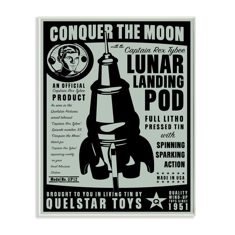 Affiche rétro de la lune retendue, H 15 po x l 10 po, Plaque murale