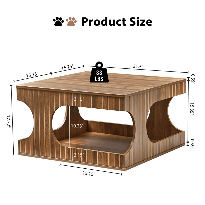 Farmhouse Square Coffee Table With Storage, Walnut