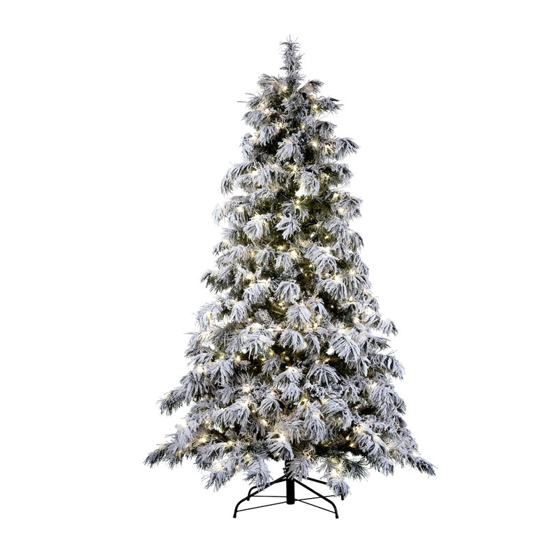 7.5 Ft Pre-Lit Snowy Spruce Artificial Christmas Tree with Warm White Lights