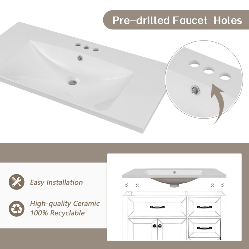 35.5'' Single Bathroom Vanity Base Only, Gray
