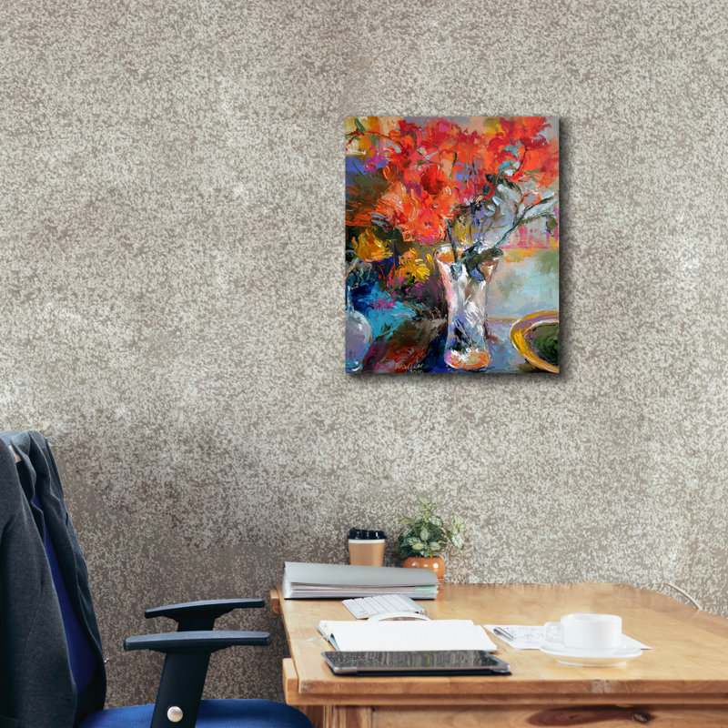 "Fleurs dans un vase" par Richard Wallich, H 24 po x l 20 po x P 0,75 po