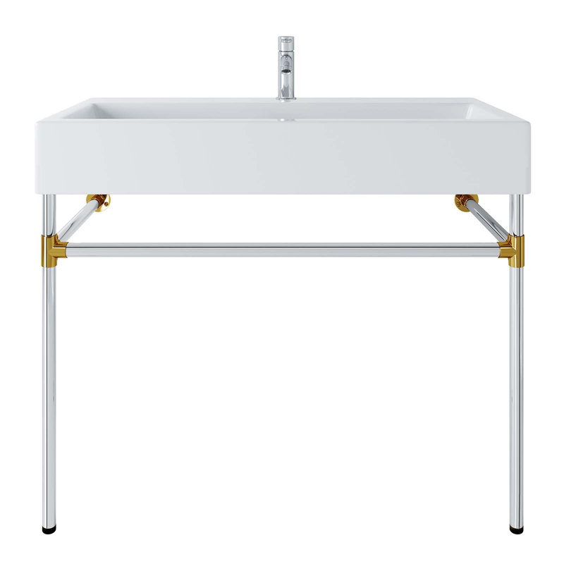 Modway Redeem Acrylic Wall-Mount Bathroom Vanity, Silver