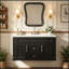 Armoire de salle de bain murale avec lavabo et tiroirs en céramique-186634241