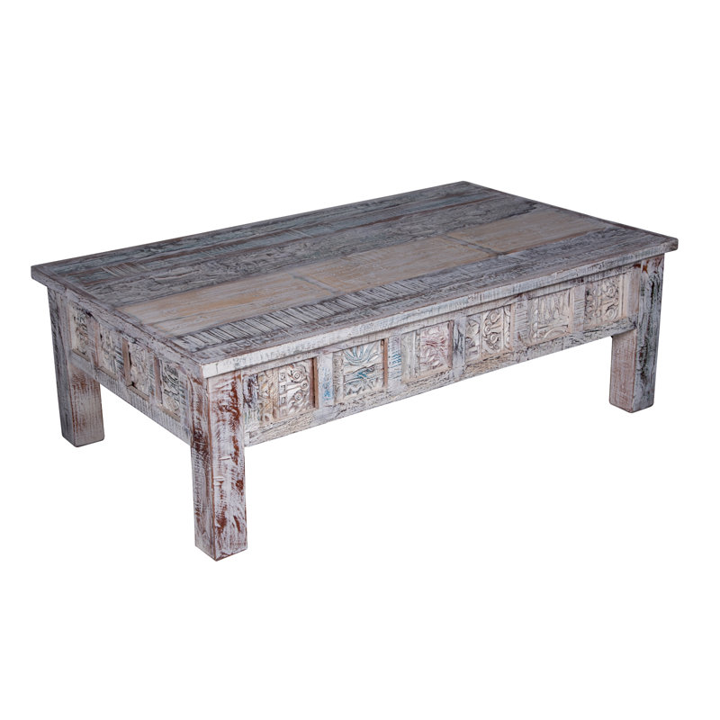 Eilijah Solid Wood Coffee Table, White Washed