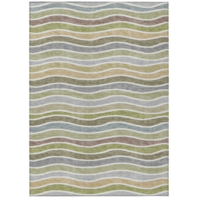 Machine Washable Indoor/Outdoor Micelotta ACN2333 Stripes Rug