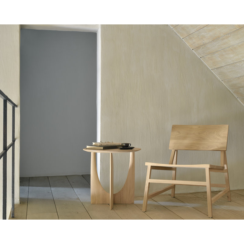 Geometric Solid Wood End Table, Natural Oak
