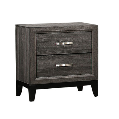 Table de chevet 2 tiroirs en gris