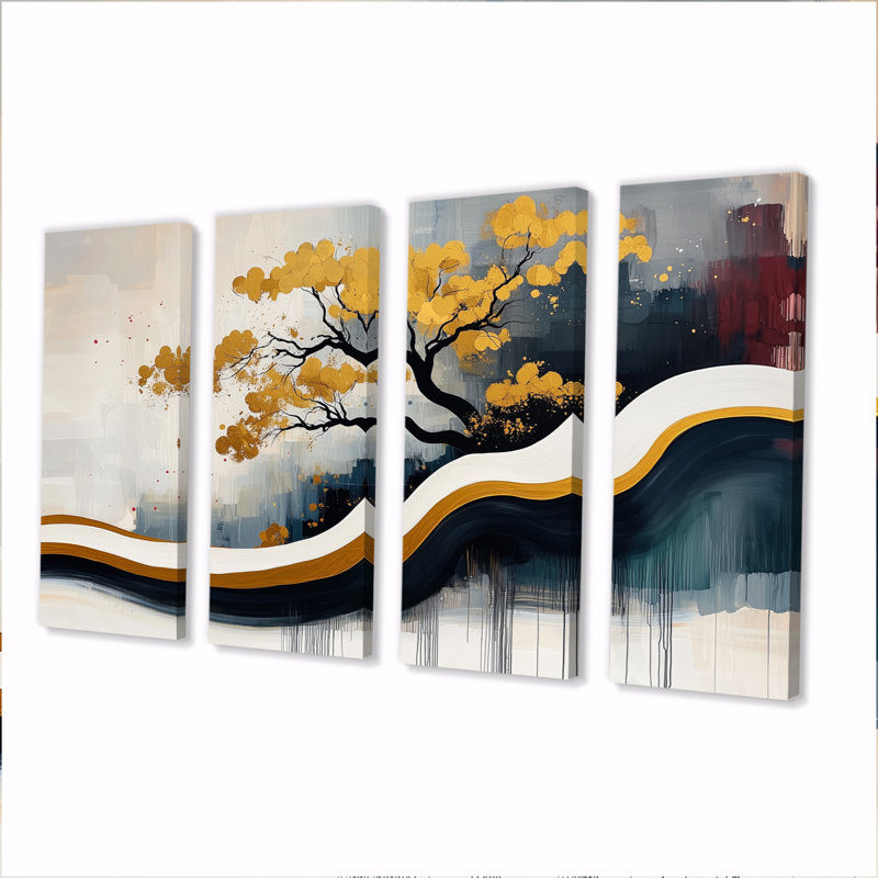 Bryner - art abstrait de natures mortes - décoration murale moderne, H 32 po x l 64 po, 4