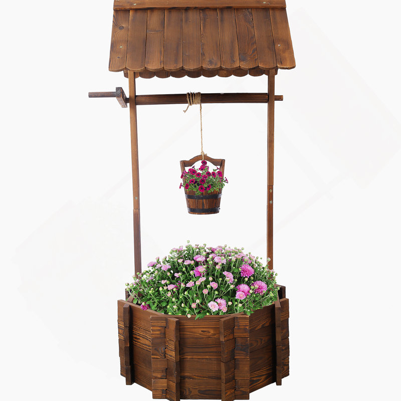 Charming Rustic Outdoor Planter for Garden Décor with Hanging Feature