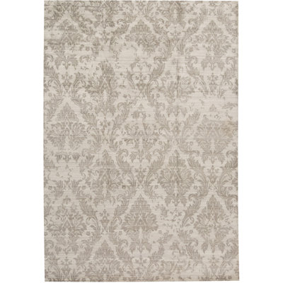 Himalayan Art Damask Area Rug in Gray
