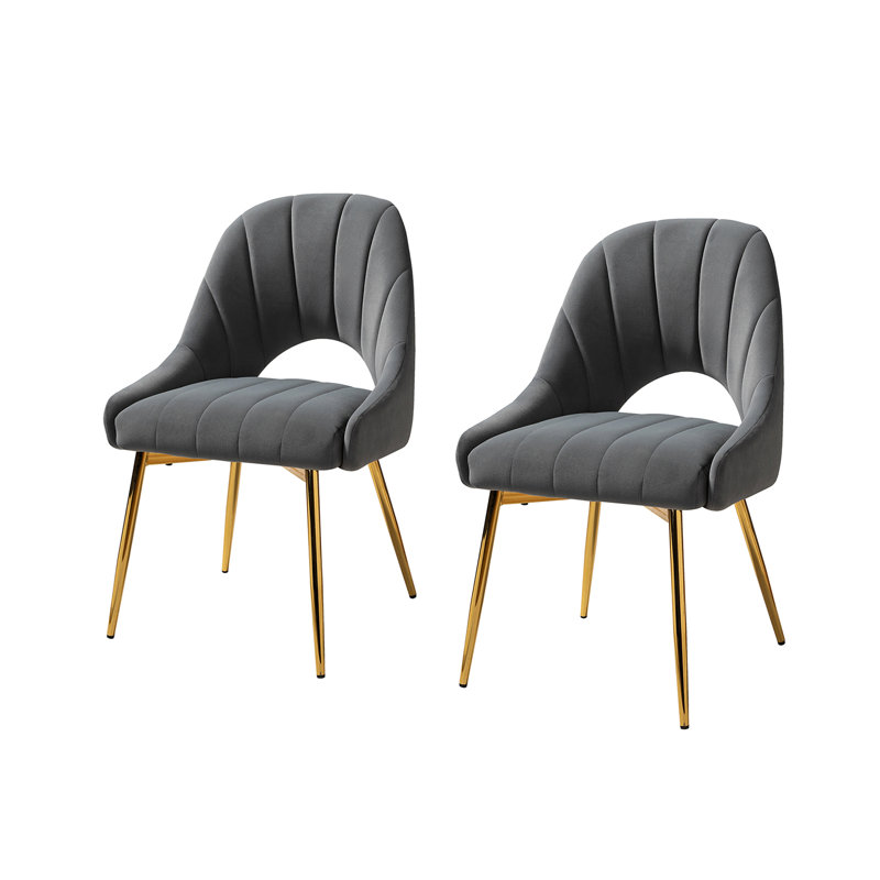 Madelle Velvet Solid Dining Chair Sets, Gray
