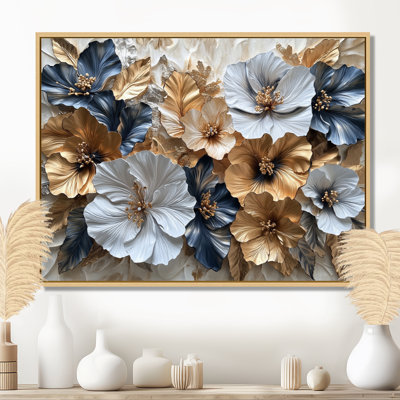 Goldem Hibiscus liquide Art Harmony I - art mural d'hibiscus pour le salon