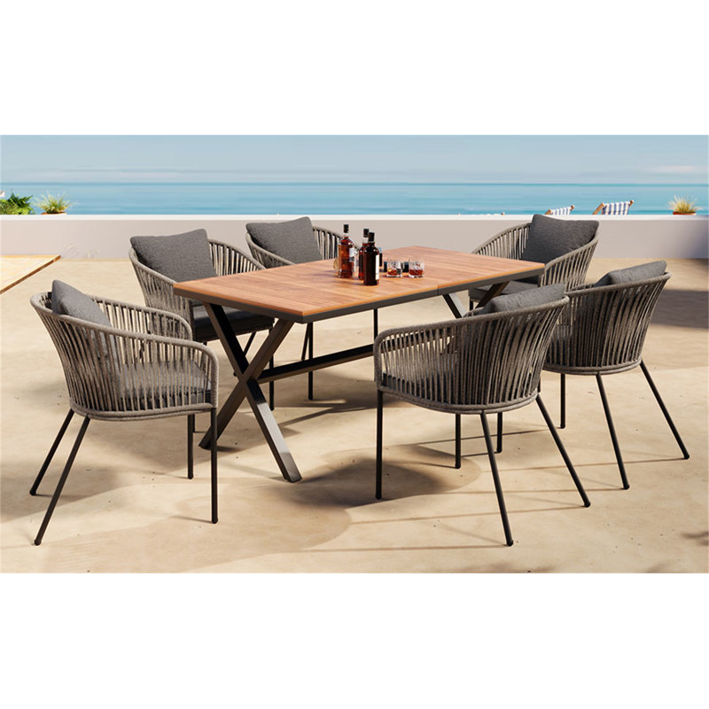 Ensemble repas de patio 7 pièces GO, Gris