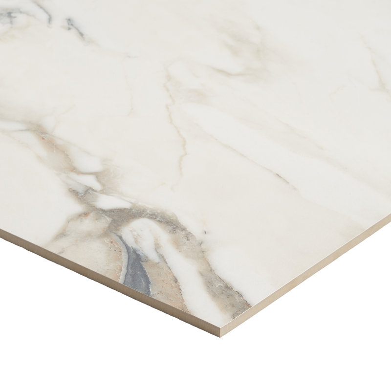 Carrelage de sol et de mur en porcelaine polie aspect marbre 24 po x 48 po Gaverno (15,49 pieds carrés / caisse)