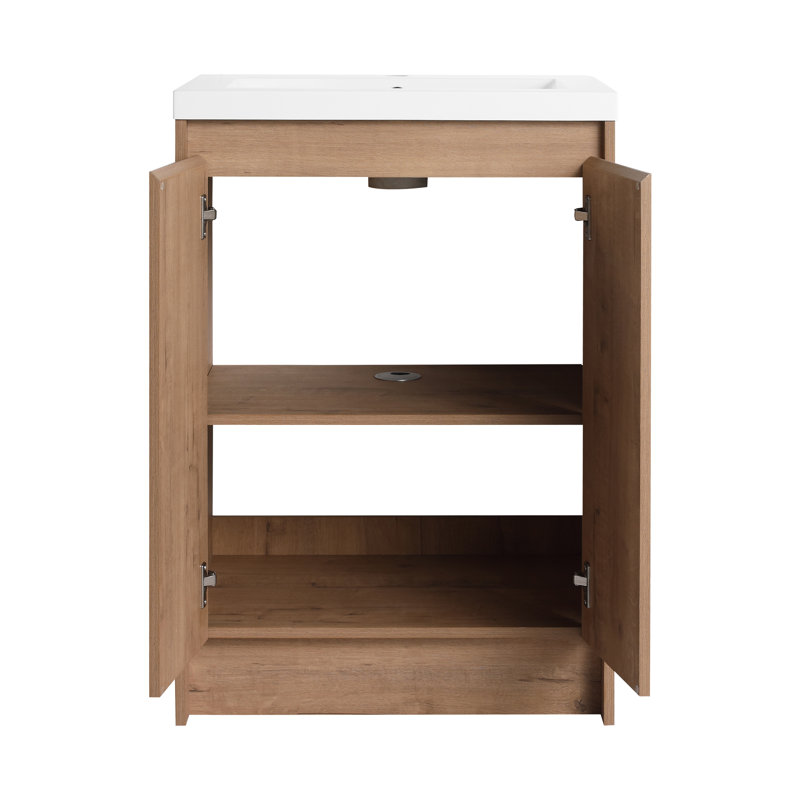 24" Freestanding Single Bathroom Vanity Set With Resin Sink