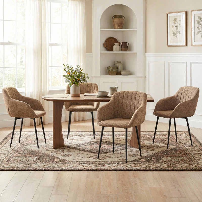 Ohio Upholstered Dining Chair, 4, Brown Chenille
