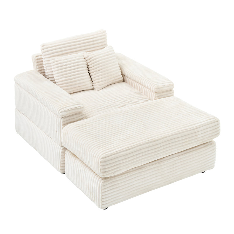 Canapé simple en velours côtelé 42,52 pouces, Blanc