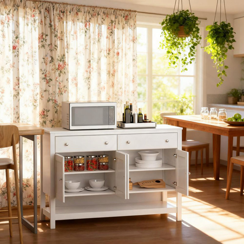 Sideboard 47" Coffee Bar Cabinet Accent Kitchen Cabinet For Living Room