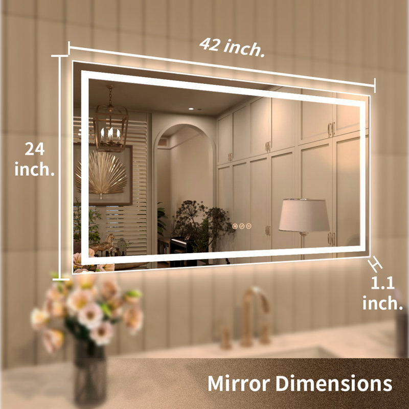 Ridlee X P 24 po Miroir de salle de bain H, 24 po x 42 po