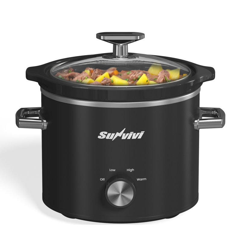 Petite mijoteuse 2QT avec 3 réglages de chauffage, Noir