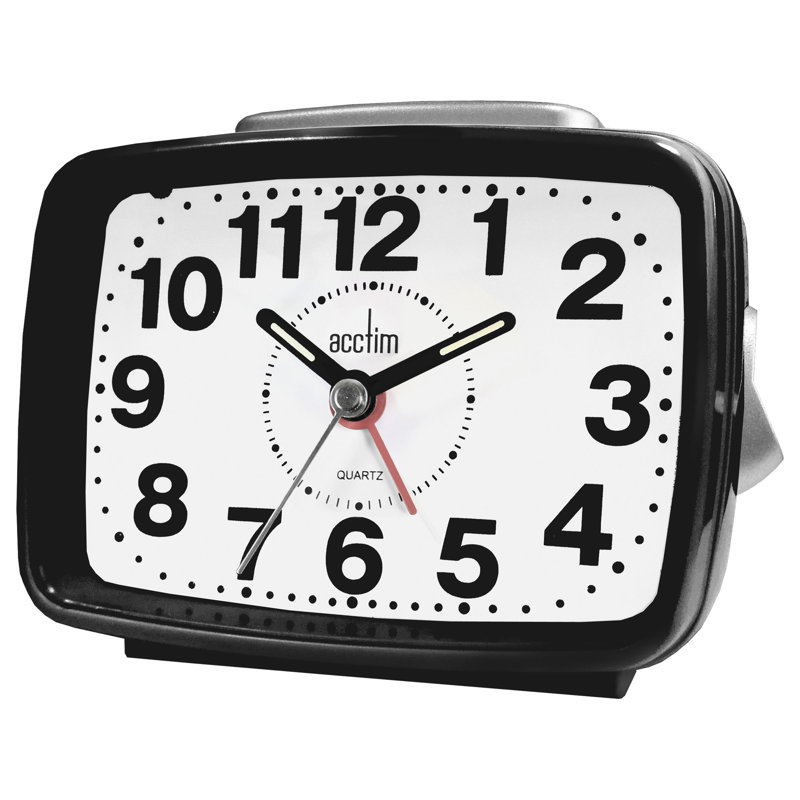 Titan 2 Non-Ticking Alarm Clock with Snooze & Light, Black