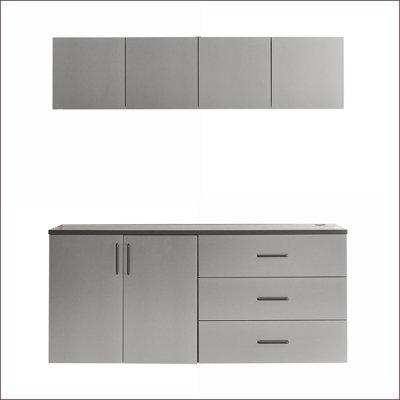 Armoire de garage 5 pièces Cabinets, l 64 po x H 79 po x P 20 po, gris anthracite | Contemporain | Bois