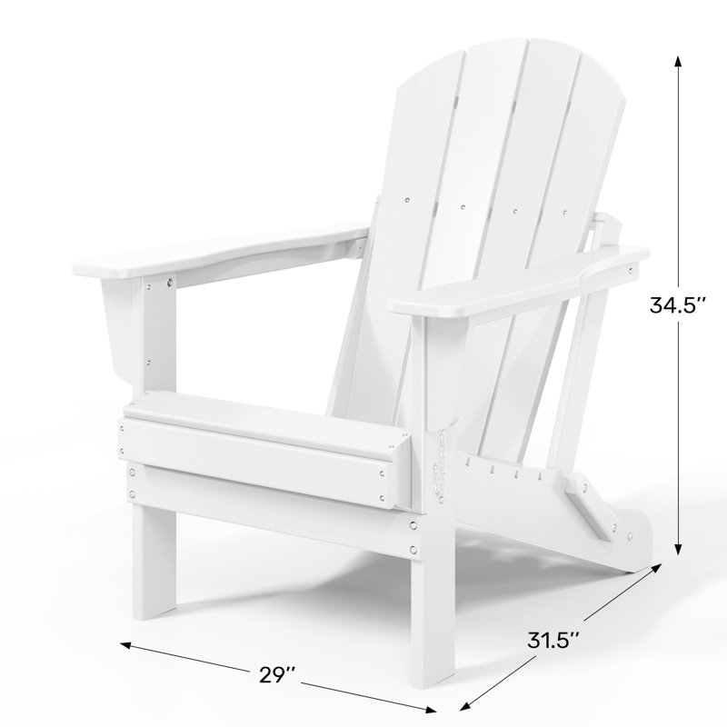 HDPE Outdoor Patio Folding Poly Adirondack Chair, White