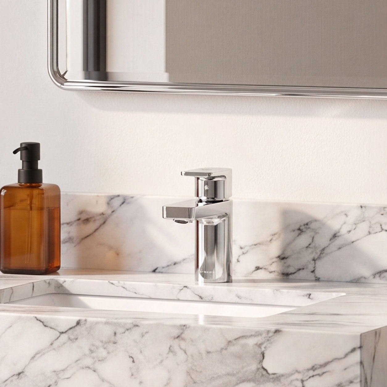 Parallel Single-Hole Bathroom Faucet, Polished Chrome