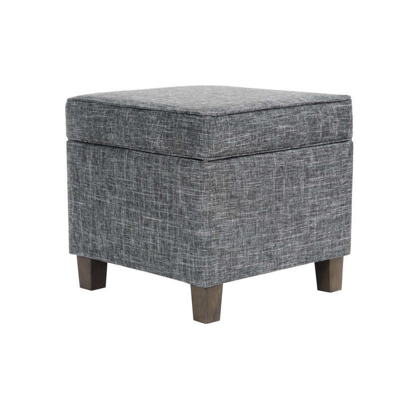 Repose-pieds carré avec rangement 17,5 "Asha, Tissu de vitre brun